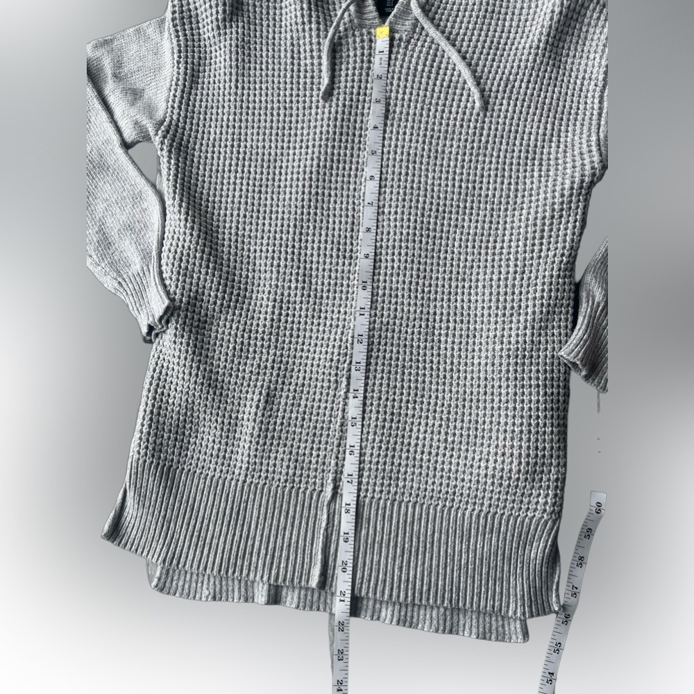 Cynthia Rowley Waffle Knit Gray Sweater Hoodie - Size Small - Picture 6 of 8
